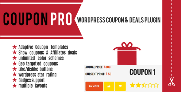 Coupon Pro: WordPress Coupon & Deals Plugin Preview - Rating, Reviews, Demo & Download