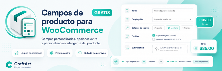 CraftArt Product Fields For WooCommerce Preview Wordpress Plugin - Rating, Reviews, Demo & Download