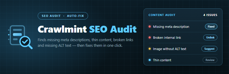 Crawlmint SEO Content Audit And Fixer Preview Wordpress Plugin - Rating, Reviews, Demo & Download
