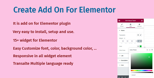 Create Add On For Elementor Preview Wordpress Plugin - Rating, Reviews, Demo & Download
