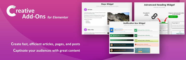 Creative Addons For Elementor Preview Wordpress Plugin - Rating, Reviews, Demo & Download