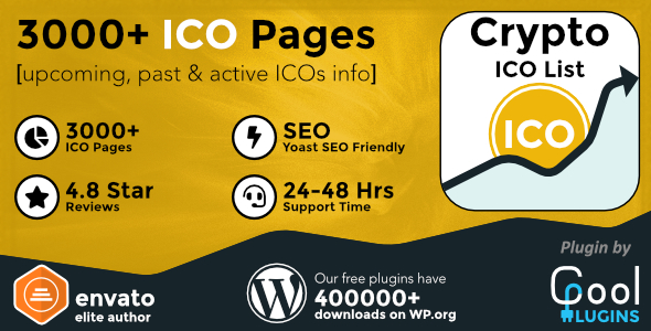 Crypto ICO List Widgets Pro – WordPress ICO Database Plugin Preview - Rating, Reviews, Demo & Download