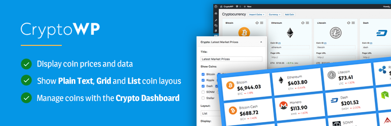 Crypto Price Widgets – CryptoWP Preview Wordpress Plugin - Rating, Reviews, Demo & Download