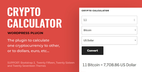 CryptoCalculator – WordPress Calculator For Cryptocurrencies Preview - Rating, Reviews, Demo & Download