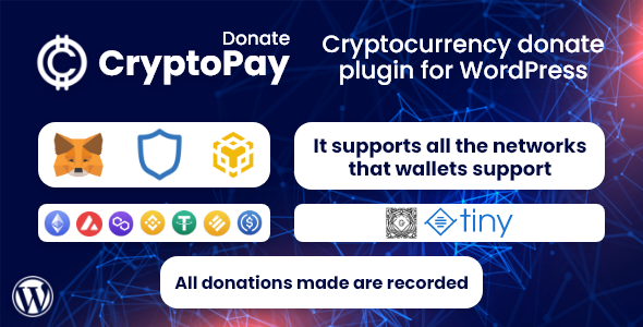 CryptoPay Donate – Cryptocurrency Donate Plugin For WordPress Preview - Rating, Reviews, Demo & Download