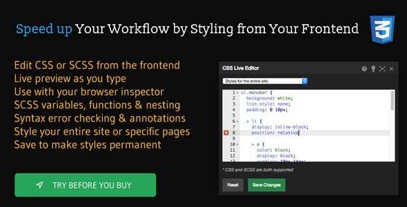 CSS Live Editor WordPress Plugin Preview - Rating, Reviews, Demo & Download