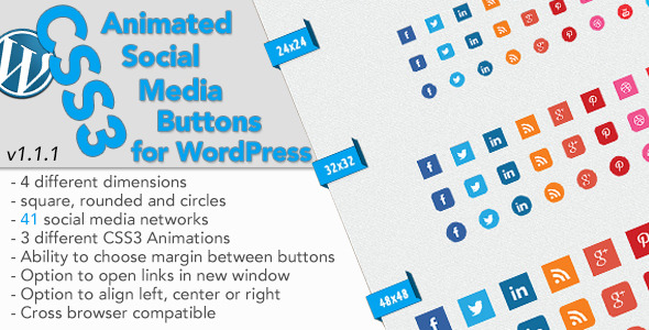 CSS3 Animated Social Buttons Wordpress Widget Preview - Rating, Reviews, Demo & Download
