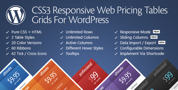 CSS3 Compare Pricing Tables Plugin for Wordpress Preview - Rating, Reviews, Demo & Download