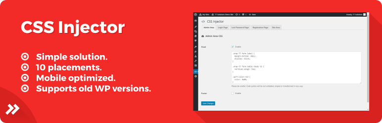 Custom CSS Injector Preview Wordpress Plugin - Rating, Reviews, Demo & Download