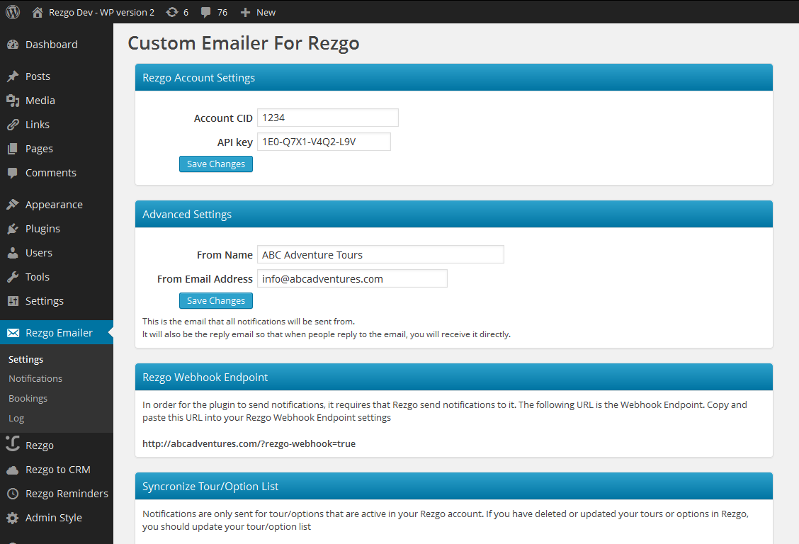 Custom Emails For Rezgo Preview Wordpress Plugin - Rating, Reviews, Demo & Download