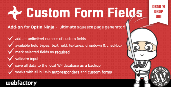 Custom Form Fields Add-on For OptIn Ninja Preview Wordpress Plugin - Rating, Reviews, Demo & Download