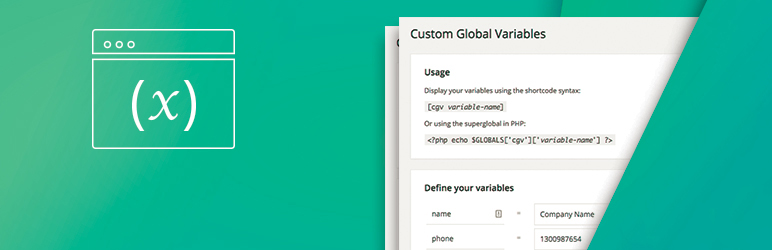 Custom Global Variables Preview Wordpress Plugin - Rating, Reviews, Demo & Download