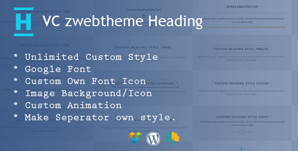 Custom Heading Addon For WPBakery Page Builder Preview Wordpress Plugin - Rating, Reviews, Demo & Download