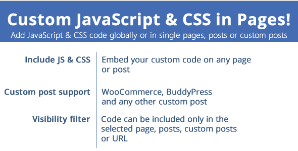 Custom JavaScript & CSS In Pages! Preview Wordpress Plugin - Rating, Reviews, Demo & Download