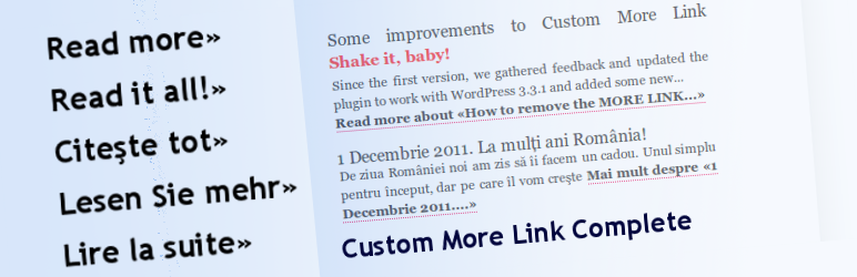 Custom More Link Complete Preview Wordpress Plugin - Rating, Reviews, Demo & Download