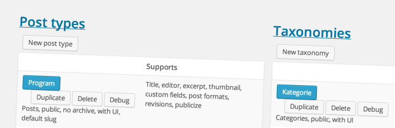Custom Post Types And Taxonomies Manager Preview Wordpress Plugin - Rating, Reviews, Demo & Download