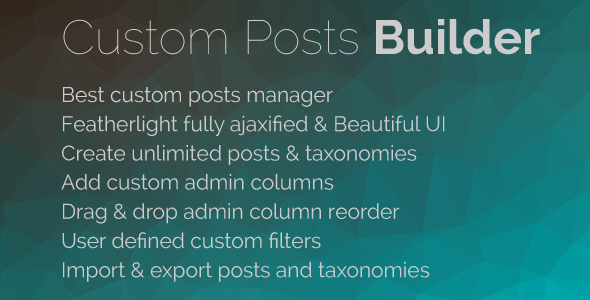 Custom Posts Builder Pro Preview Wordpress Plugin - Rating, Reviews, Demo & Download