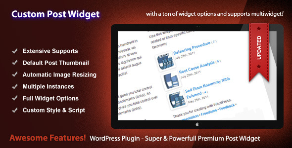 Custom Posts Widget – WordPress Premium Plugin Preview - Rating, Reviews, Demo & Download
