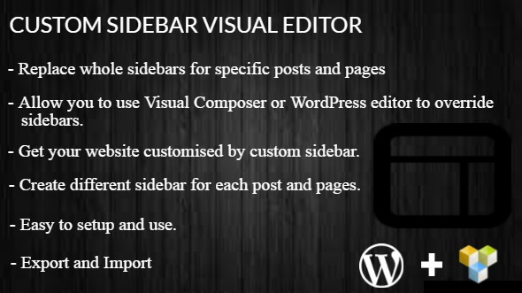 Custom Sidebar Visual Editor WordPress Plugin Preview - Rating, Reviews, Demo & Download