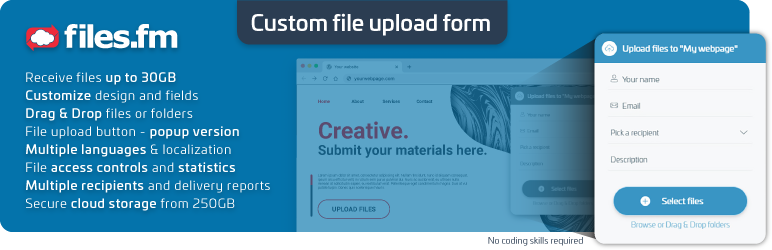 Customizable File Upload Form With Backend Cloud Storage Preview Wordpress Plugin - Rating, Reviews, Demo & Download