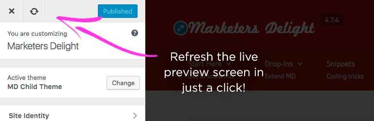Customizer Refresh Preview Wordpress Plugin - Rating, Reviews, Demo & Download