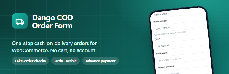 Dango COD Order Form For WooCommerce Preview Wordpress Plugin - Rating, Reviews, Demo & Download