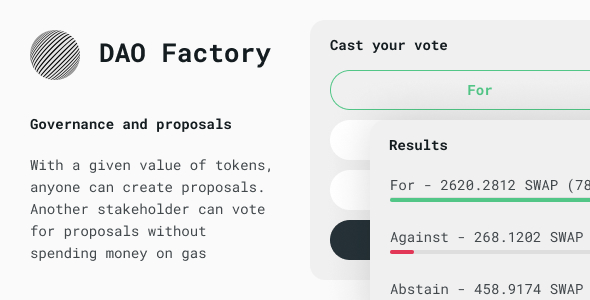 DAO Factory – Governance And Proposals Plugin For Your Token For WordPress Preview - Rating, Reviews, Demo & Download