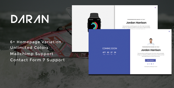 Daran – Ultimate Coming Soon & Maintenance Plugin Preview - Rating, Reviews, Demo & Download