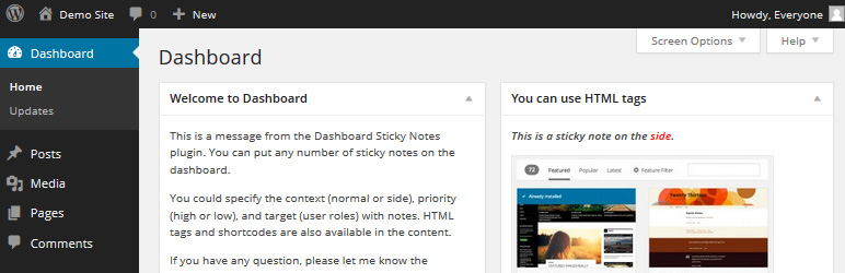 Dashboard Sticky Notes Preview Wordpress Plugin - Rating, Reviews, Demo & Download