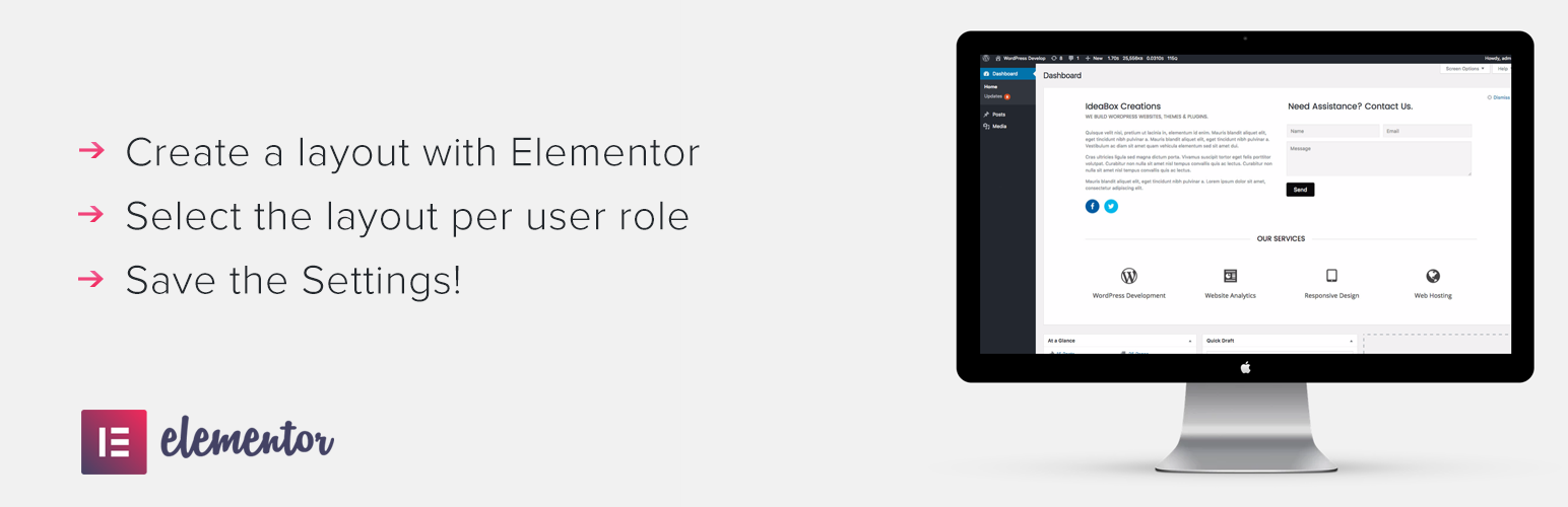 Dashboard Welcome For Elementor Preview Wordpress Plugin - Rating, Reviews, Demo & Download