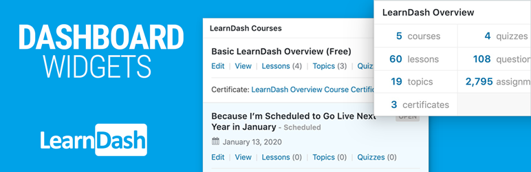 Dashboard Widgets For LearnDash Preview Wordpress Plugin - Rating, Reviews, Demo & Download