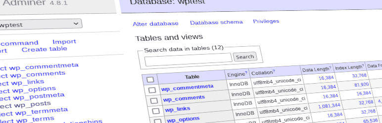 Database Access With Adminer Preview Wordpress Plugin - Rating, Reviews, Demo & Download