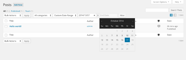 Date Range Filter Preview Wordpress Plugin - Rating, Reviews, Demo & Download