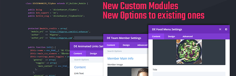 DE Custom Modules Preview Wordpress Plugin - Rating, Reviews, Demo & Download