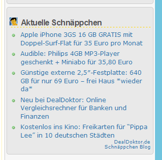 DealDoktor Schnäppchen Widget Preview Wordpress Plugin - Rating, Reviews, Demo & Download