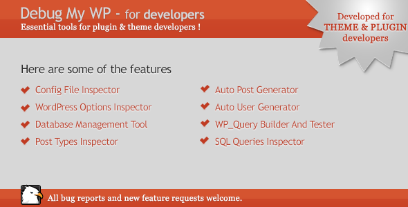 Debug My WP – For Developers Preview Wordpress Plugin - Rating, Reviews, Demo & Download