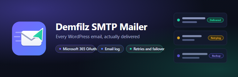 Demfilz SMTP Mailer Preview Wordpress Plugin - Rating, Reviews, Demo & Download