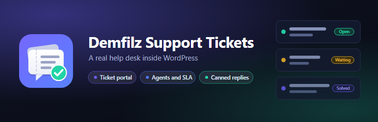Demfilz Support Tickets Preview Wordpress Plugin - Rating, Reviews, Demo & Download