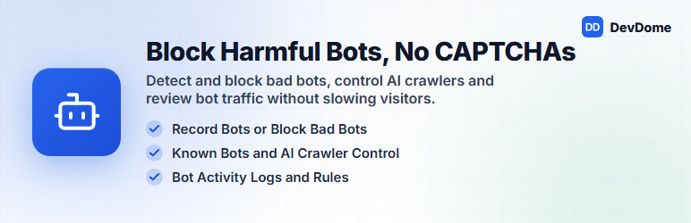 DevDome Bot Protection Preview Wordpress Plugin - Rating, Reviews, Demo & Download