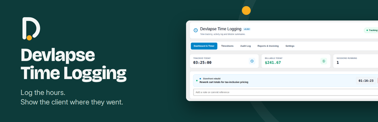 Devlapse Time Logging Preview Wordpress Plugin - Rating, Reviews, Demo & Download