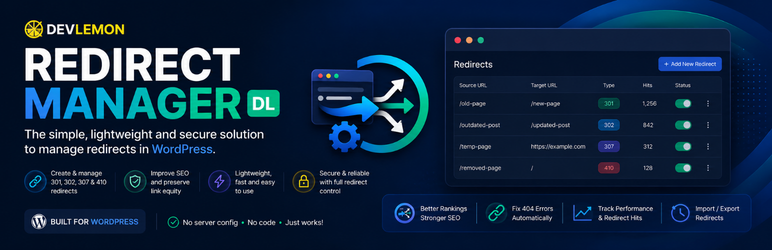 DevLemon Redirect Manager Preview Wordpress Plugin - Rating, Reviews, Demo & Download
