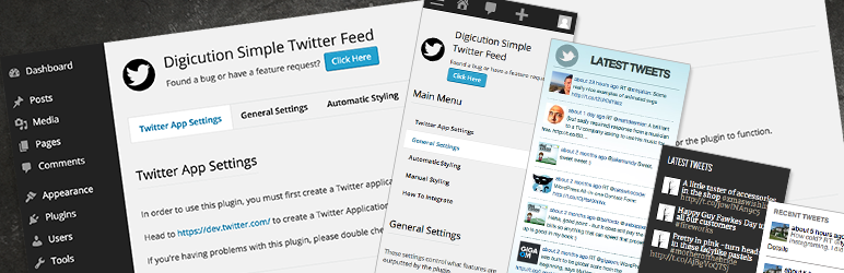 Digicution Simple Twitter Feed Preview Wordpress Plugin - Rating, Reviews, Demo & Download