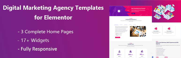 Digital Marketing And Agency Templates Addons For Elementor Preview Wordpress Plugin - Rating, Reviews, Demo & Download