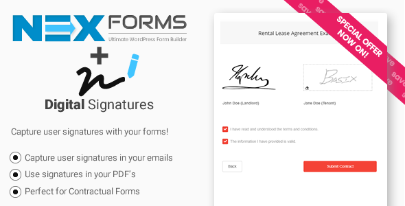 Digital Signatures For NEX-Forms Preview Wordpress Plugin - Rating, Reviews, Demo & Download