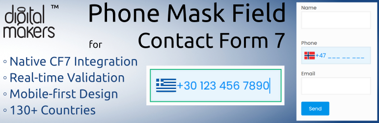 DigitalMakers Phone Mask With Flags For Contact Form 7 Preview Wordpress Plugin - Rating, Reviews, Demo & Download