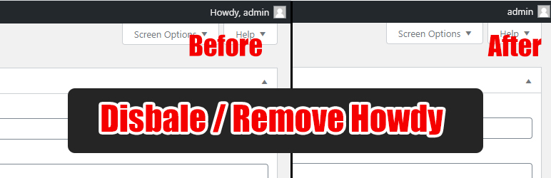 Disable/Remove Howdy Preview Wordpress Plugin - Rating, Reviews, Demo & Download