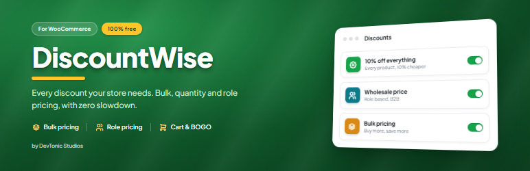 DiscountWise – Bulk Discounts, Quantity & Role Based Pricing For WooCommerce Preview Wordpress Plugin - Rating, Reviews, Demo & Download