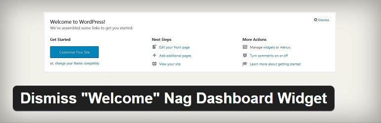 Dismiss Welcome Panel Nag Dashboard Widget Preview Wordpress Plugin - Rating, Reviews, Demo & Download