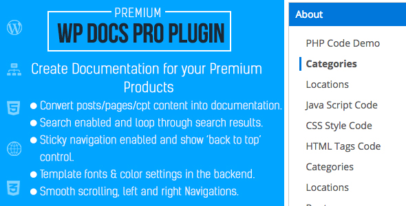 Documentation Plugin For WordPress Preview - Rating, Reviews, Demo & Download