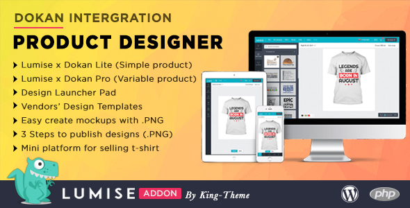 Dokan Integrate & Design Launcher Addon For LUMISE Product Designer Preview Wordpress Plugin - Rating, Reviews, Demo & Download